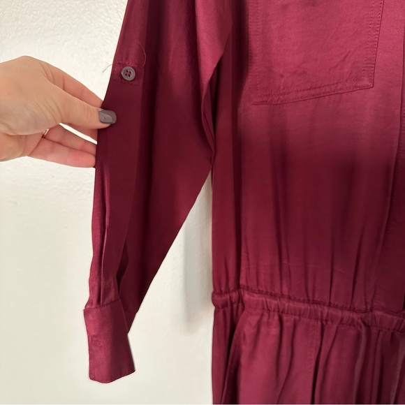 ann taylor loft •chic burgundy utility jumpsuit• size xs